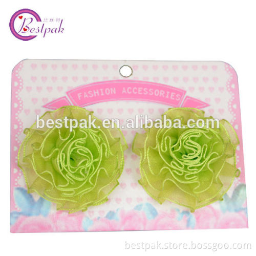 brightly sheer ribbon rose flower hair accessories for small kids